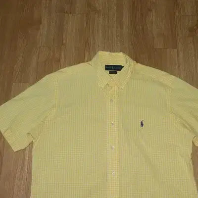 [BUNJANG] Polo Yellow White Check Short Sleeve Shirt / (110) A973. 폴로/옐로우화이트 체크반팔셔츠