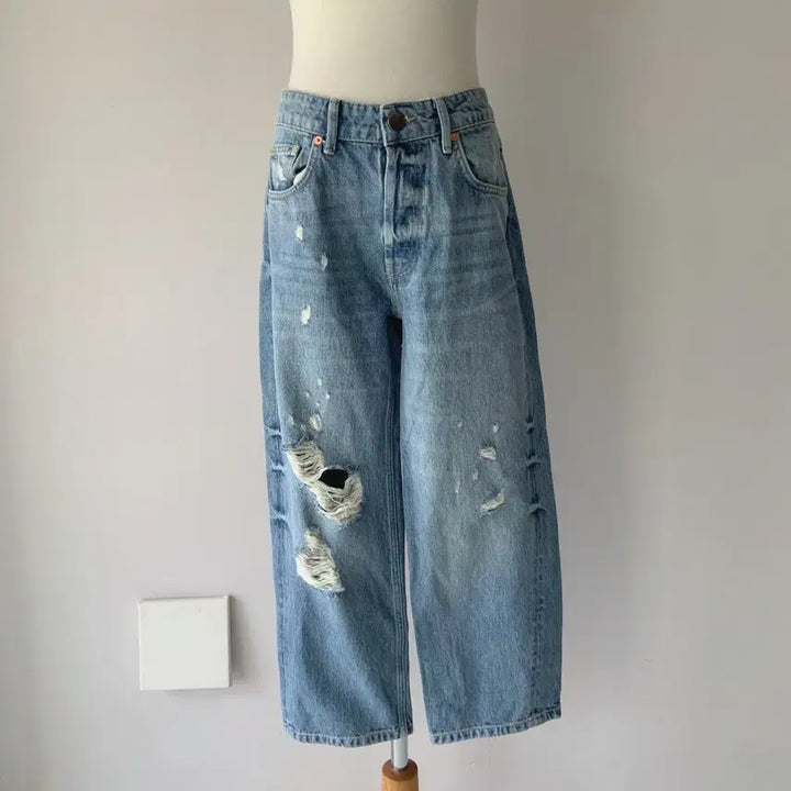 [BUNJANG] Raey Distressed Wash Wide Leg Jeans / 28 Raey 데미지 워싱 와이드 청바지