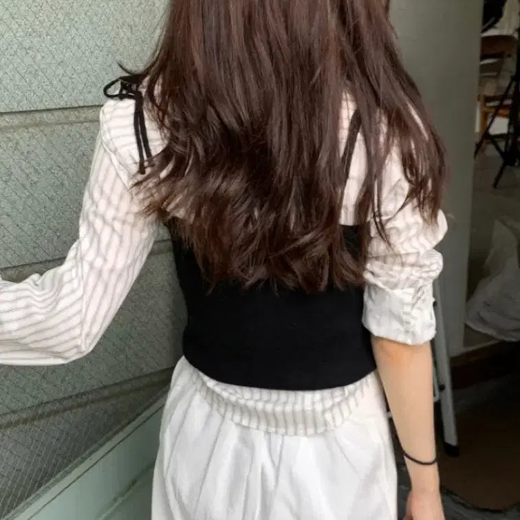 [BUNJANG] Stripe Crop Shirt / 스트라이프 크롭 셔츠