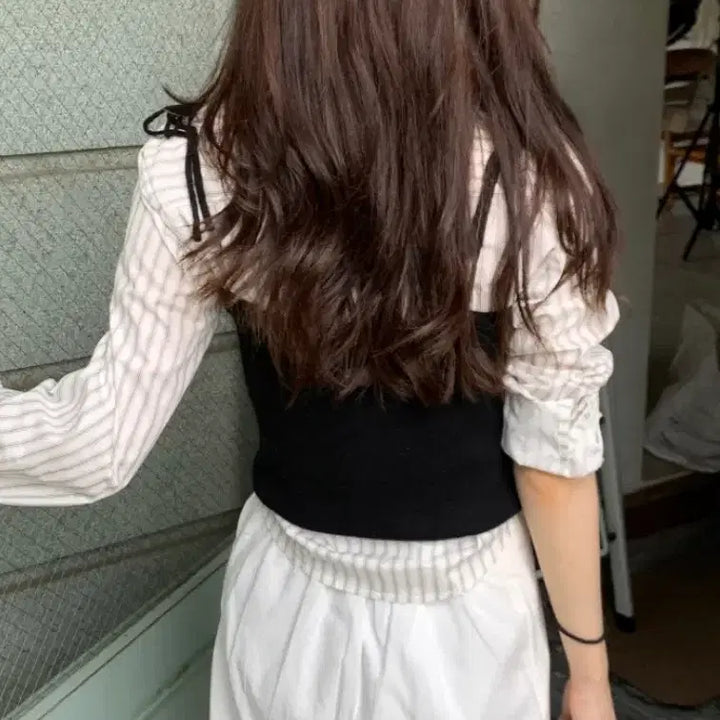 [BUNJANG] Stripe Crop Shirt / 스트라이프 크롭 셔츠