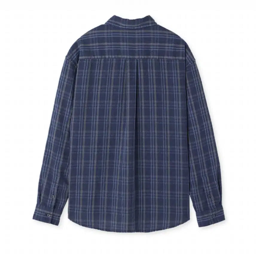 [BUNJANG] Lehvre Dyed Stripe Check Shirt Blue L / 르아브 다이드 스트라이프 체크 셔츠 블루 L사이즈