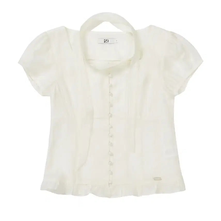 [BUNJANG] Illigo Ribbon Tie Square Neck Blouse Cream (S) / 일리고 리본 타이 스퀘어넥 블라우스 크림 (S)