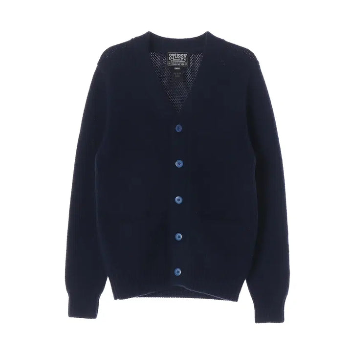 [BUNJANG] Stussy V-Neck Button Knit Cardigan Navy / 스투시 브이넥 버튼 니트 가디건 네이비