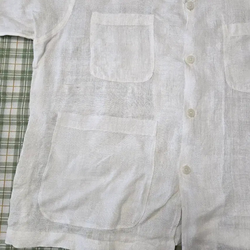 [BUNJANG] White Linen Shirt (Size 105) - 4 Pocket Design / 4ㅡ모시 셔츠ㅡ105