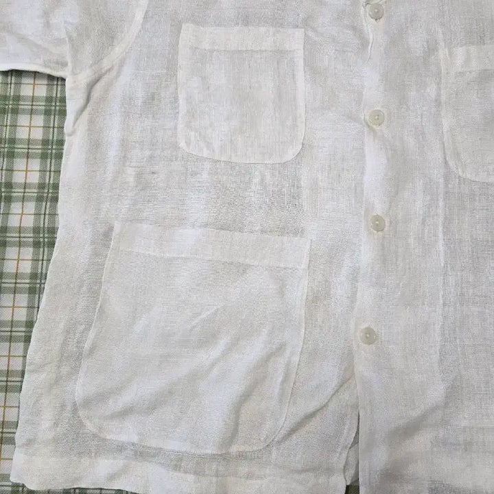 [BUNJANG] White Linen Shirt (Size 105) - 4 Pocket Design / 4ㅡ모시 셔츠ㅡ105