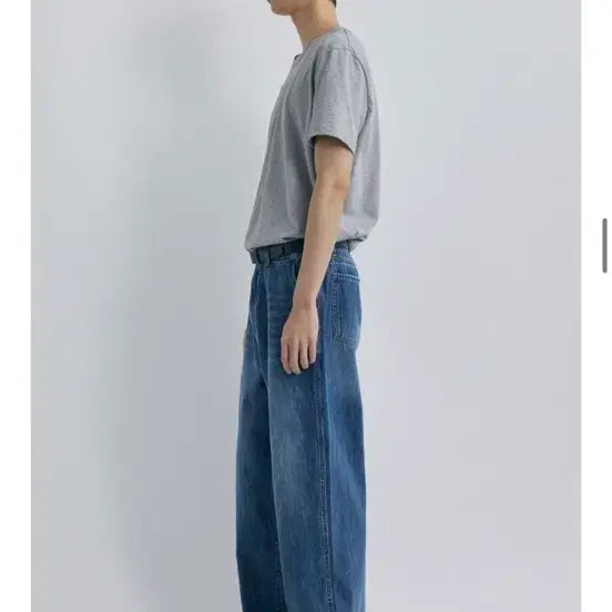 [BUNJANG] Pottery One Washed Wide Denim Mid Blue Size 3 / 포터리 원워시드 와이드 데님 미드블루 3사이즈