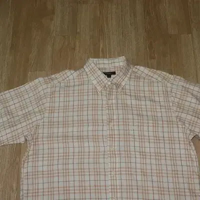 [BUNJANG] Burberry Beige Check Short-Sleeve Shirt M (105) / (110) A974. 버버리/베이지체크 반팔셔츠