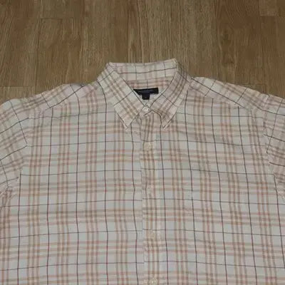 [BUNJANG] Burberry Beige Check Short-Sleeve Shirt M (105) / (110) A974. 버버리/베이지체크 반팔셔츠