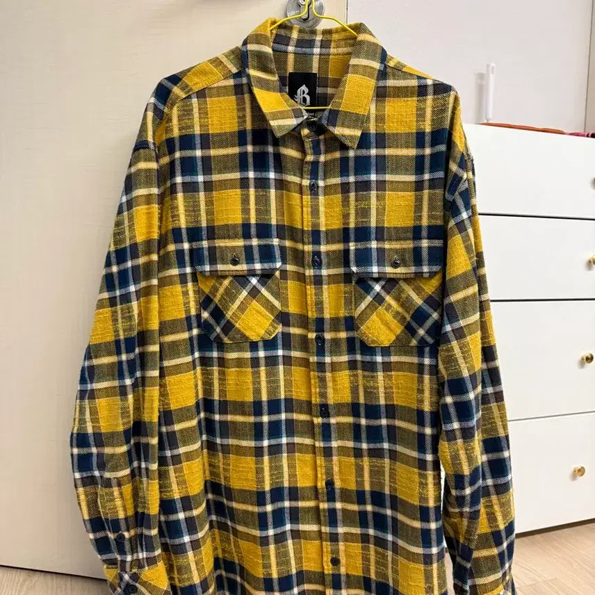 [BUNJANG] Blackout Flannel Shirt Yellow XL / 블랙아웃 플란넬 셔츠 옐로우 XL
