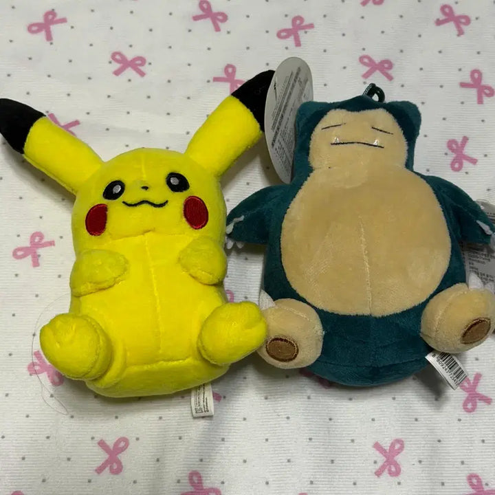[BUNJANG] Pokemon Pikachu &amp; Snorlax Plush Keychain (New) / 포켓몬스터 피카츄 잠만보 인형 키링 새상품