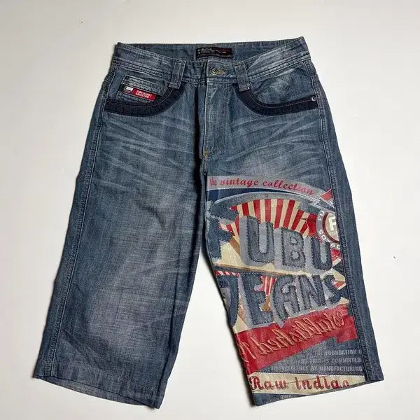[BUNJANG] FUBU Y2K Graphic Denim Shorts / 푸부 FUBU Y2K 그래픽 데님 반바지 R1117