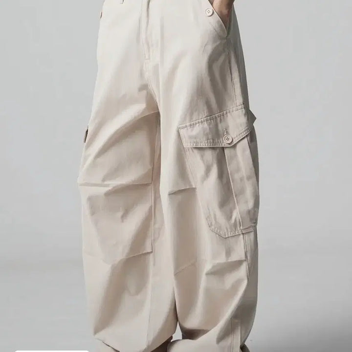 [BUNJANG] Urban Dress Enter Wide Cargo Cotton Pants - Deep Beige / 어반드레스 Enter Wide Cargo Cotton Pants DEEP
