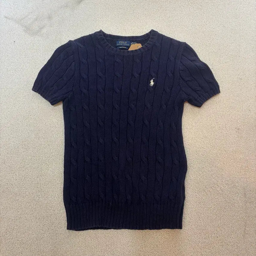 [BUNJANG] Polo Ralph Lauren Small Pony Cable Knit Short Sleeve Sweater / W95 폴로랄프로렌 스몰포니 꽈배기 반팔 니트