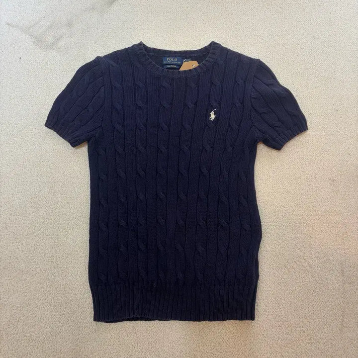 [BUNJANG] Polo Ralph Lauren Small Pony Cable Knit Short Sleeve Sweater / W95 폴로랄프로렌 스몰포니 꽈배기 반팔 니트