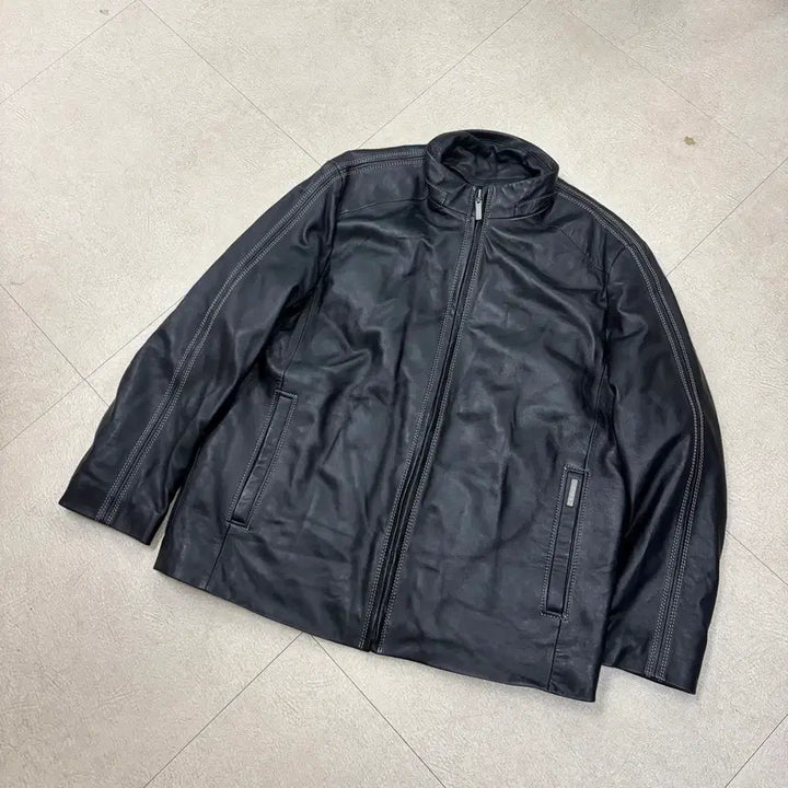 [BUNJANG] Lee Shinwoo Black Lambskin Leather Jacket / 이신우 양가죽 블랙 자켓