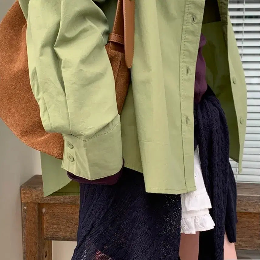 [BUNJANG] High-Density Oversized Cotton Shirt Green / 고밀도오버핏코튼셔츠/그린