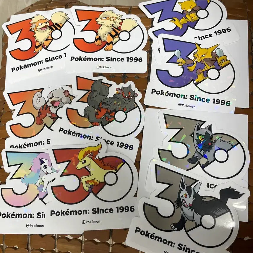 [BUNJANG] Pokemon 30th Anniversary Logo Stickers Set: Growlithe, Arcanine, Ponyta, Rapidash, Poochyena, Mightyena / 포켓몬 30주년기념 로고스티커 가디윈디 포니타날쌩마  포차냐그라에냐