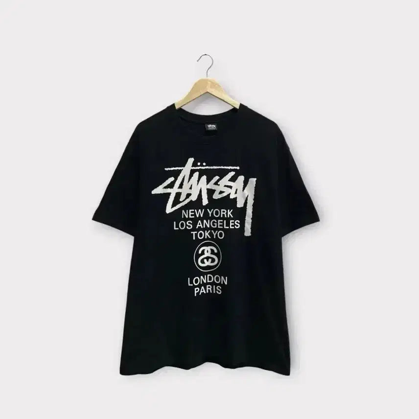 [BUNJANG] Stussy World Tour T-Shirt Black XL / 스투시 월드투어 티셔츠 블랙  XL
