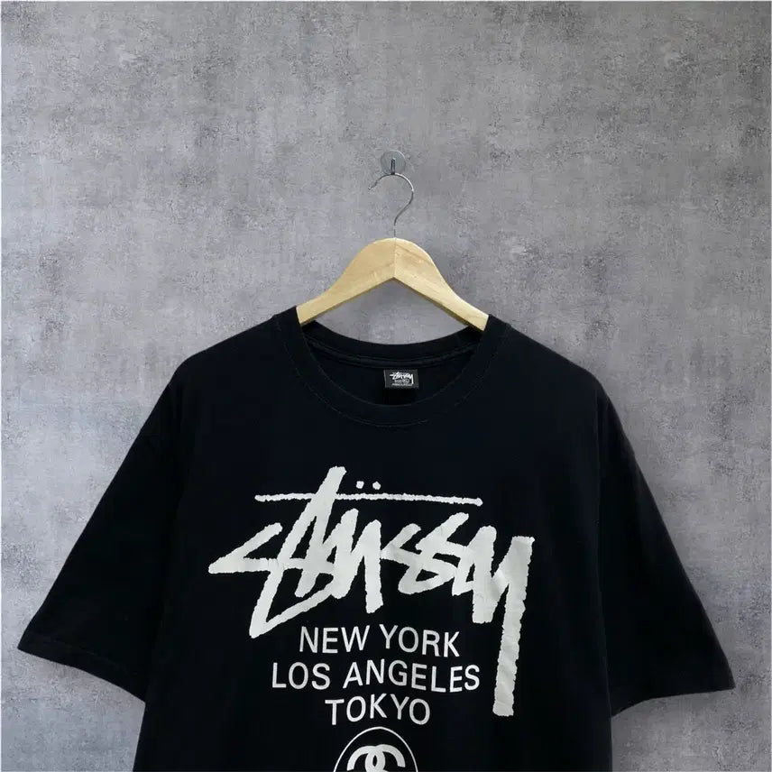 [BUNJANG] Stussy World Tour T-Shirt Black XL / 스투시 월드투어 티셔츠 블랙  XL