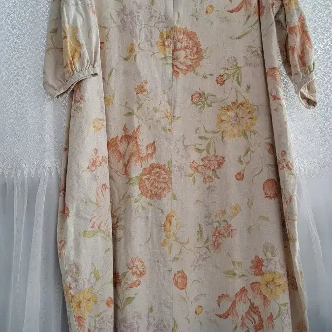 [BUNJANG] Linen Flower Pattern Maxi Dress / 플라워 패턴 린넨 원피스66,새거