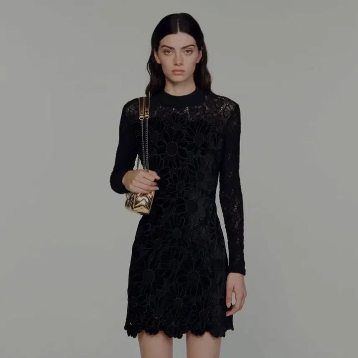[BUNJANG] Sandro Velvet Lace Dress / 산드로 벨벳 레이스 원피스