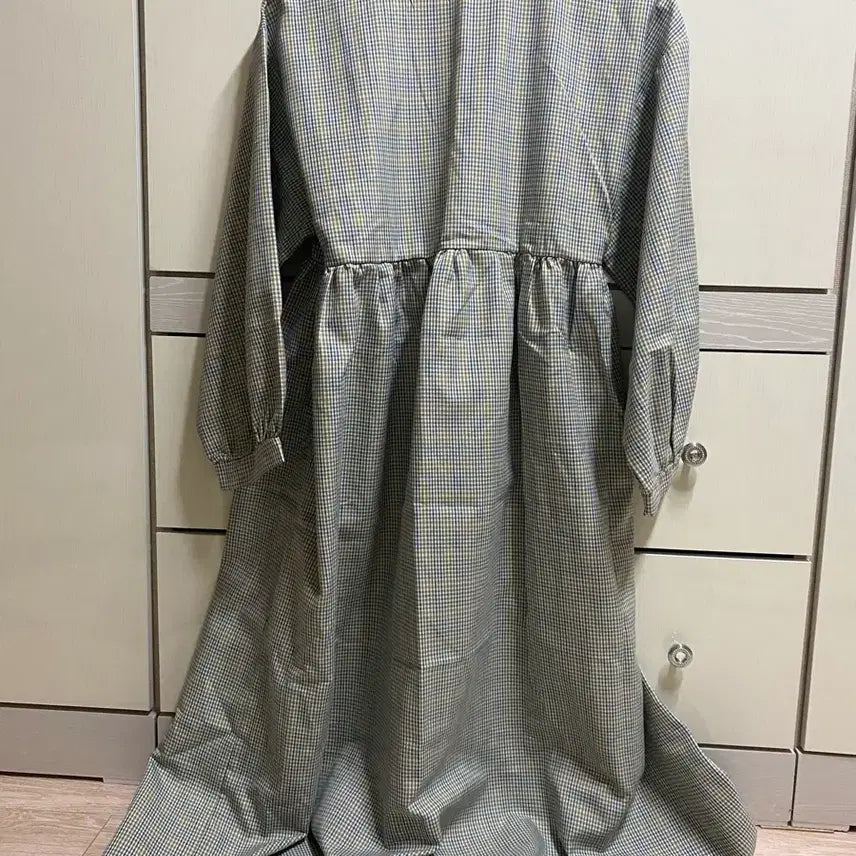 [BUNJANG] Green Plaid Shirt Dress with Strap - Size M / 일본 스타일 체크 셔츠 그린 원피스 M 스트랩