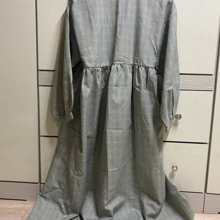 [BUNJANG] Green Plaid Shirt Dress with Strap - Size M / 일본 스타일 체크 셔츠 그린 원피스 M 스트랩
