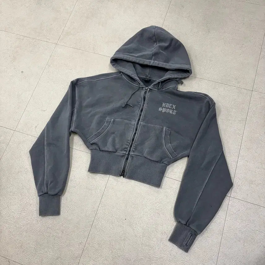 [BUNJANG] H:DECK Big Logo Cropped Hoodie Zip-Up / 에이치덱스 빅로고 크롭 후드집업