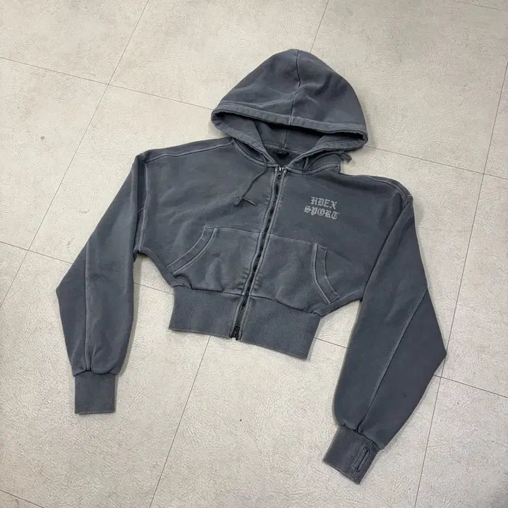 [BUNJANG] H:DECK Big Logo Cropped Hoodie Zip-Up / 에이치덱스 빅로고 크롭 후드집업