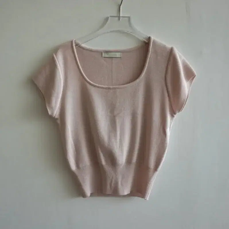 [BUNJANG] The Lotte Nuff Half-Sleeve Knit Pink / 더롯 누프 연핑크 반팔 니트