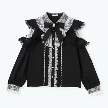 [BUNJANG] No Emily Gothic Jirai Kei Off-Shoulder Blouse / 노에미 고딕 지뢰계 블랙 블라우스 오프숄더