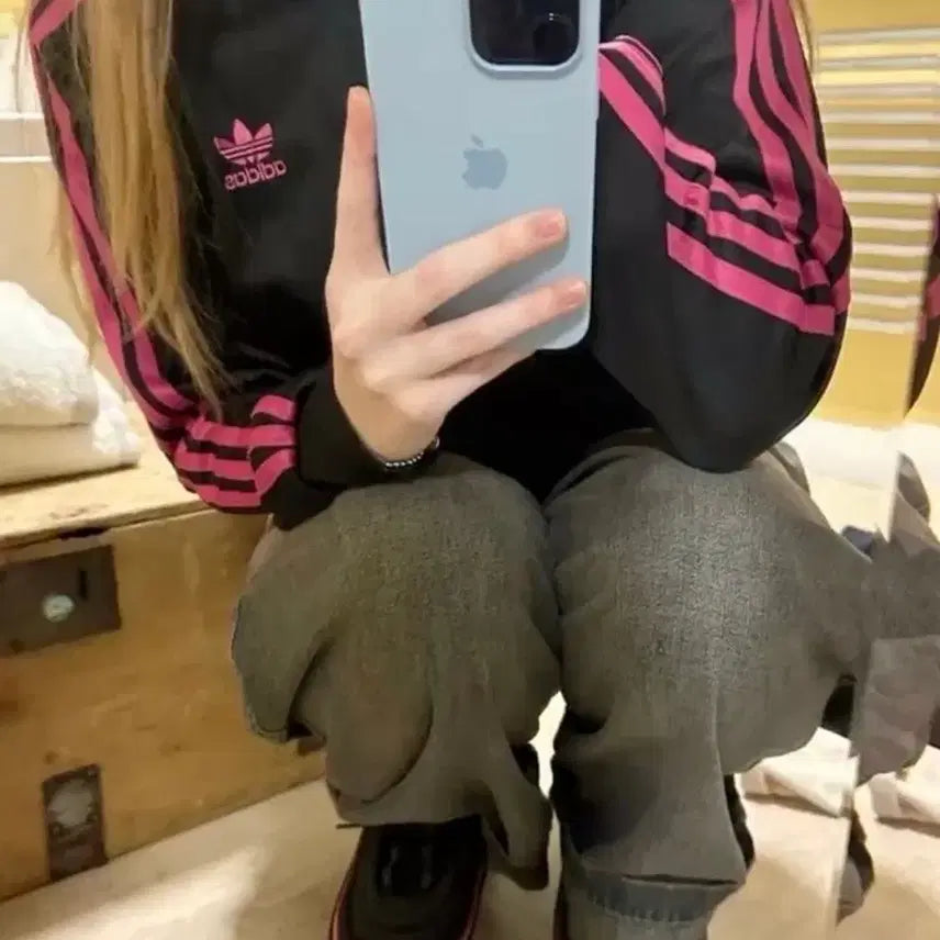 [BUNJANG] Adidas Firebird 3-Stripes Tracksuit Set Pink Grey / 아디다스 파이어버드 져지 삼선 트레이닝복 핑크 그레이