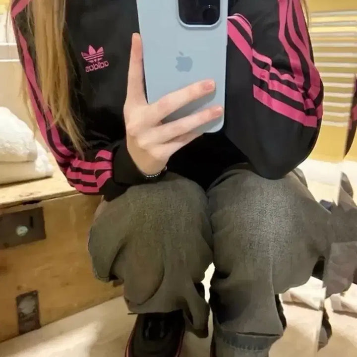 [BUNJANG] Adidas Firebird 3-Stripes Tracksuit Set Pink Grey / 아디다스 파이어버드 져지 삼선 트레이닝복 핑크 그레이