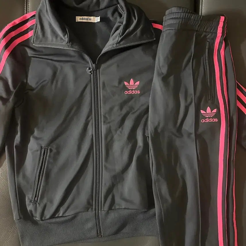 [BUNJANG] Adidas Firebird 3-Stripes Tracksuit Set Pink Grey / 아디다스 파이어버드 져지 삼선 트레이닝복 핑크 그레이