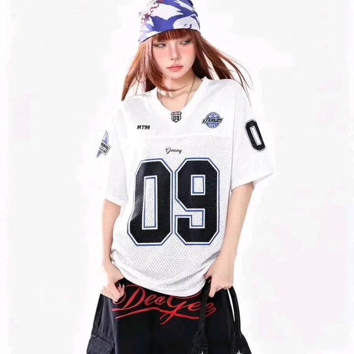 [BUNJANG] Oversized Mesh T-Shirt Loose Fit Short Sleeve Tee / [3컬러] 매쉬티셔츠 박스티 블록코어 루즈핏 반팔티셔츠 y2k 댄스복