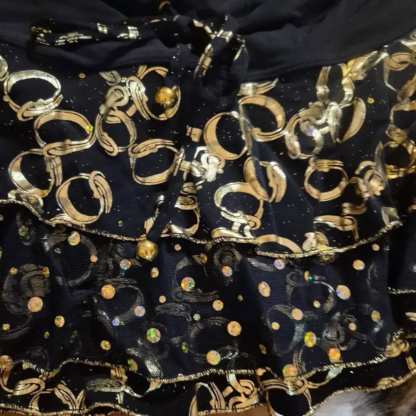 [BUNJANG] Black/Gold Sequin Layered Dance Dress / 블랙/골드 스팽글 레이어드 댄스복 드레스