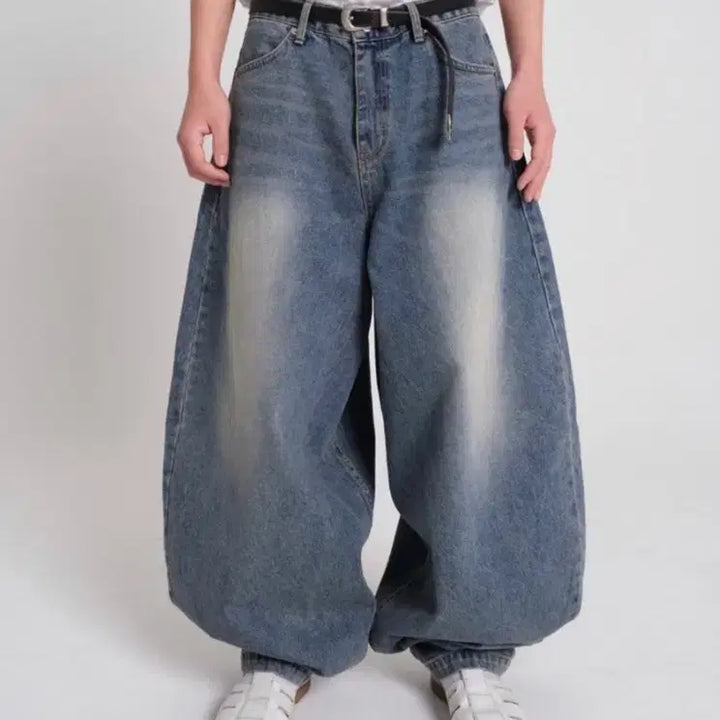 [BUNJANG] New Chief Chic DP Cat Washing Baggy Jeans Deep Blue / 뉴치프시크DP 캣워싱 배기진 딥블루