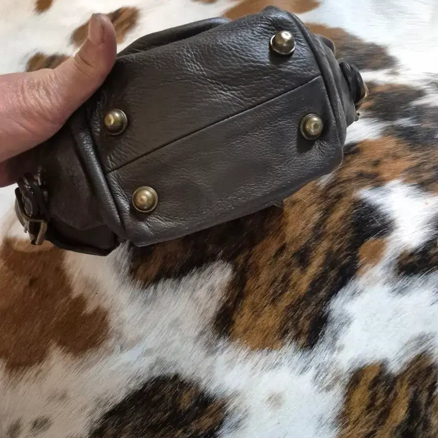 [BUNJANG] Genuine Leather Frame Crossbody Bag - Brown / 양가죽 프레임 크로스백 브라운