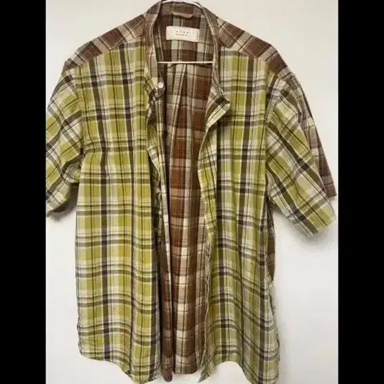 [BUNJANG] Shutter Check Short-Sleeve Shirt Brown/Green / 셔터  반팔 셔츠 브라운/그린