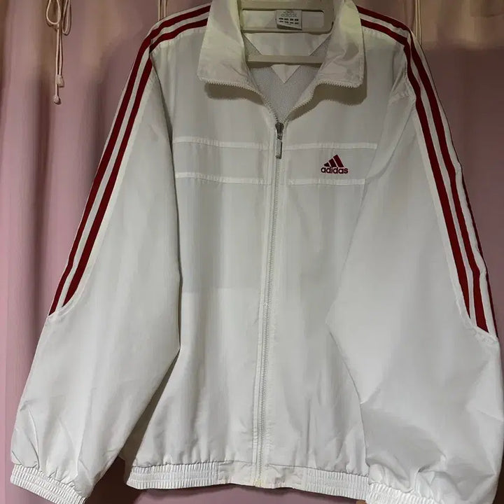 [BUNJANG] Adidas White Red Windbreaker Track Top / 아디다스 흰빨 화이트 레드 바람막이 트랙탑 아디다스바막 아디다스 대장