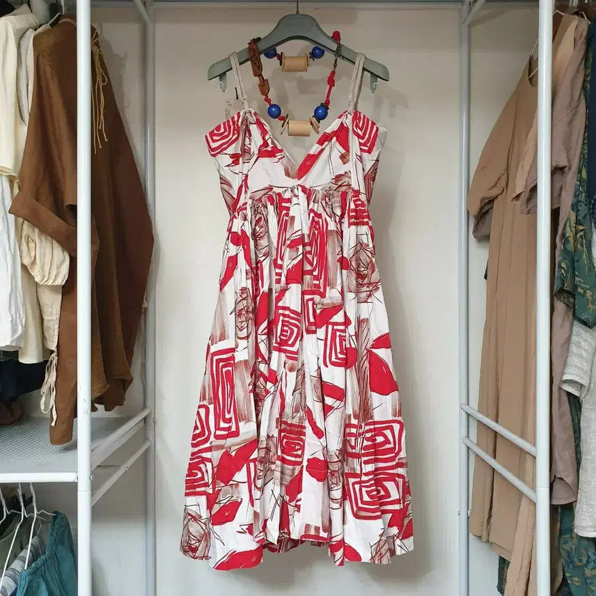 [BUNJANG] MARNI Archive Rope Strap Abstract Pattern Dress / 명품 MARNI 마르니 아카이브 쇼라인 추상패턴 로프스트랩 원피스