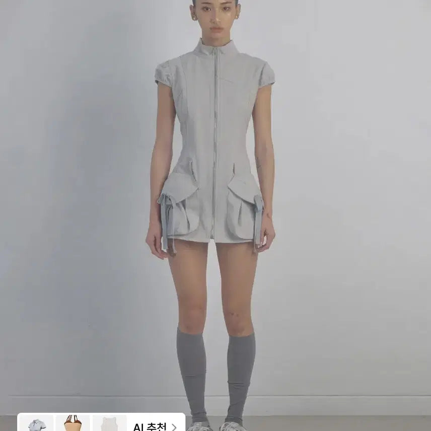 [BUNJANG] Sculptor Cargo Zip-Up Dress Ice Gray L / 스컬프터 카고 집업 드레스 원피스 아이스그레이 L
