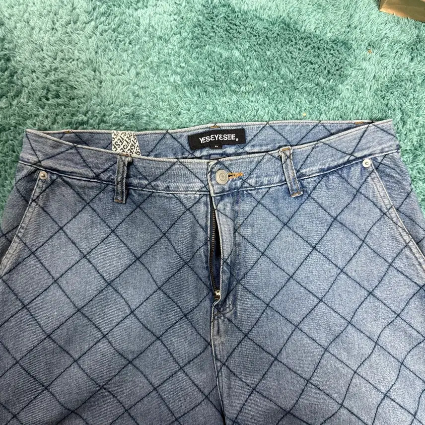 [BUNJANG] YESEYESEE Diamond Pattern Denim Pants / YESEYESEE 다이아몬드 데님 팬츠