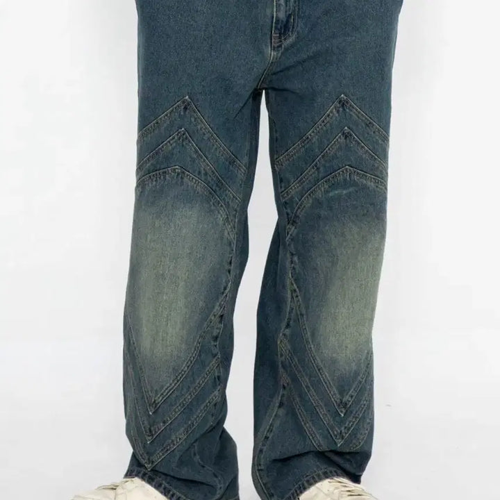 [BUNJANG] XTONZ XP184 Triple Incision Denim Pants (Blue, Size S) / 엑스톤즈 XP184 트리플 인시전 데님 팬츠 (BLUE) | (S)