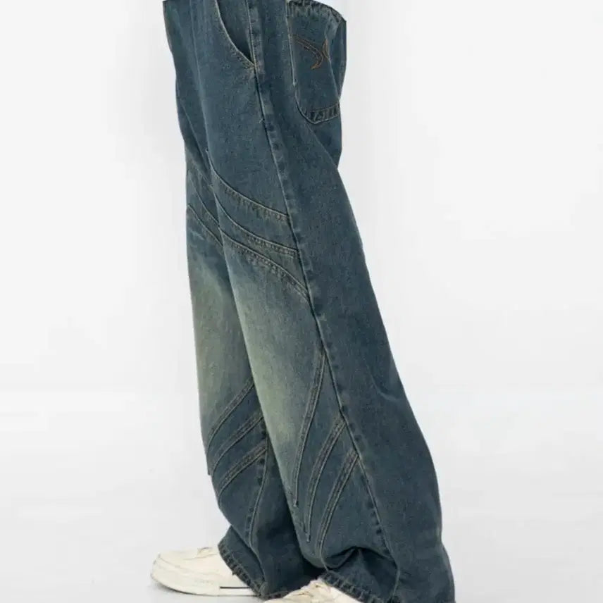 [BUNJANG] XTONZ XP184 Triple Incision Denim Pants (Blue, Size S) / 엑스톤즈 XP184 트리플 인시전 데님 팬츠 (BLUE) | (S)
