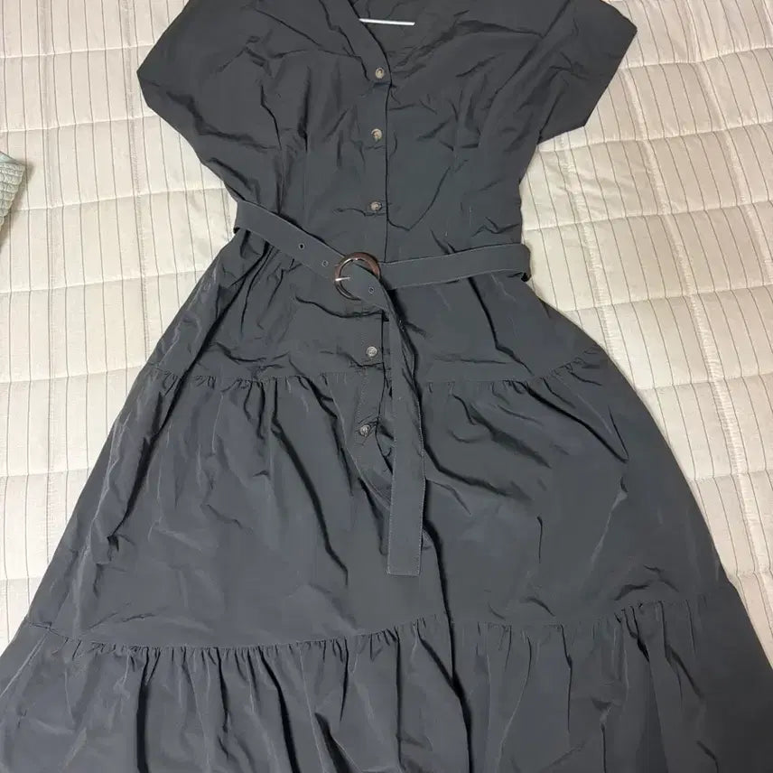 [BUNJANG] J.J. GOTT Black Long Dress with Belt Set / JJ지고트 블랙 롱 원피스 (벨트 세트)