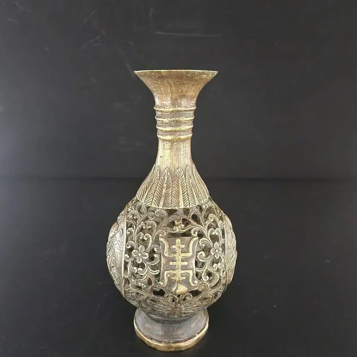 [BUNJANG] Chinese Celadon Vase with Filigree, Height 20.3cm / 투각 동 화병 높이20.3cm 구연부5.4cm  중국도자기