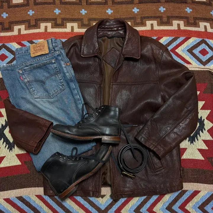 [BUNJANG] Yves Saint Laurent Full Zip Leather Jacket / 105) 입생로랑 통가죽 풀집업 가죽 자켓 레더자켓