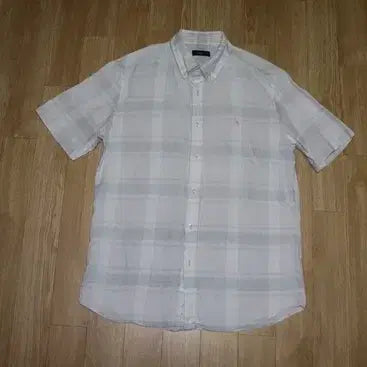 [BUNJANG] Hazzys Ivory Check Linen Shirt / (110) A978.헤지스/아이보리 체크린넨셔츠