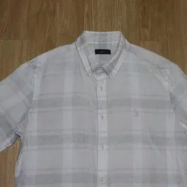 [BUNJANG] Hazzys Ivory Check Linen Shirt / (110) A978.헤지스/아이보리 체크린넨셔츠